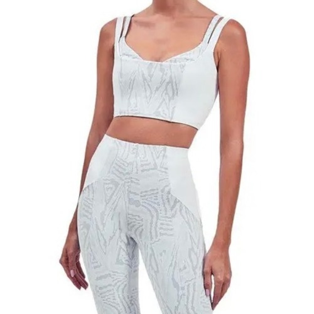 Devon‎ Windsor Emilia Crop Top Blanco White Jacquard Animal Print Medium